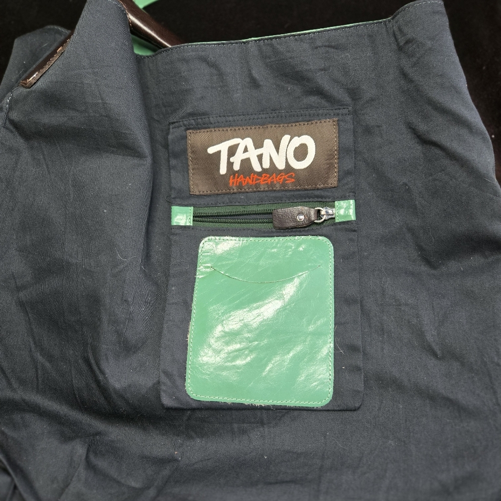 ​Tano Mint Green Leather Hobo Bag Tassel Whipstitch Handle Boho Slouchy - Picture 11 of 16